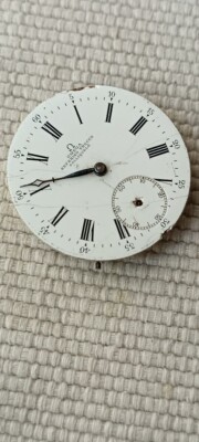 FINE OMEGA ENAMEL DIAL STEM AT 3 POCKET WATCH GOOD BALANCE MOVEMENT XPART/REPAIR
