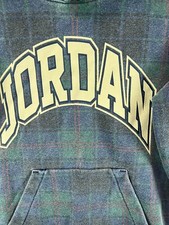 AIR JORDAN 85 Tartan Street Hoodies Boys Medium 10 Tartan Plaid Blue Sweatshirt