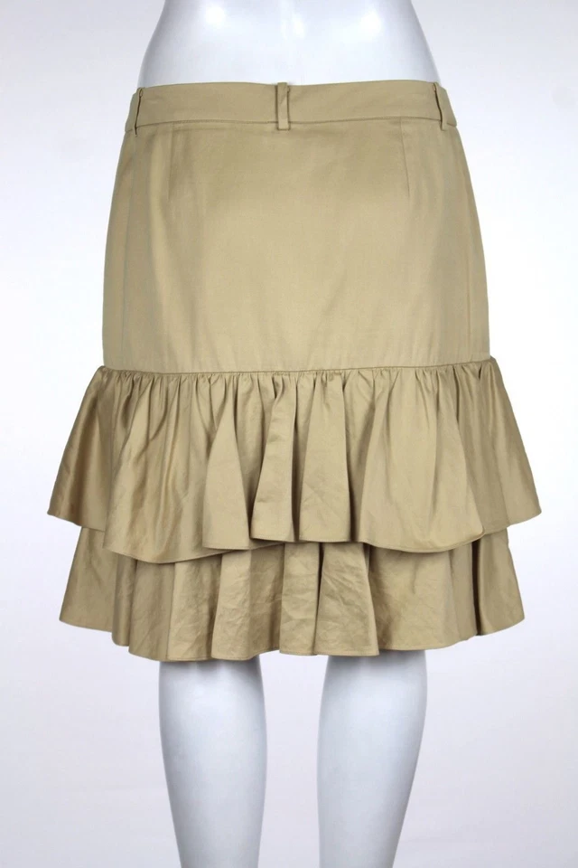 Falda Ralph Lauren Colección Púrpura Talla 8 Beige Algodón en Niveles Hasta la Rodilla Foto 2 de 4