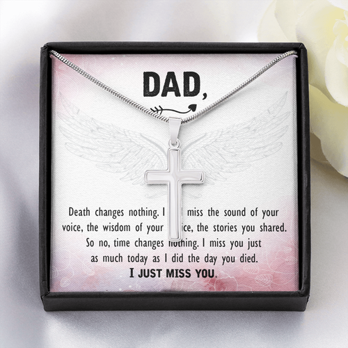 Death Changes Nothing Dad Memorial Gift Dad Memorial Cross Necklace Sympathy Gif Ebay