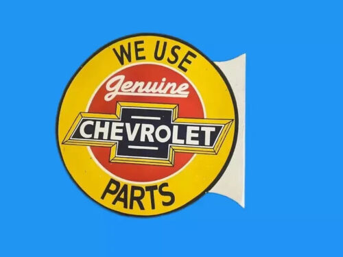 Chevrolet Parts Porcelain Enamel Heavy Metal Sign 18 Inches with Flange - Picture 2 of 2
