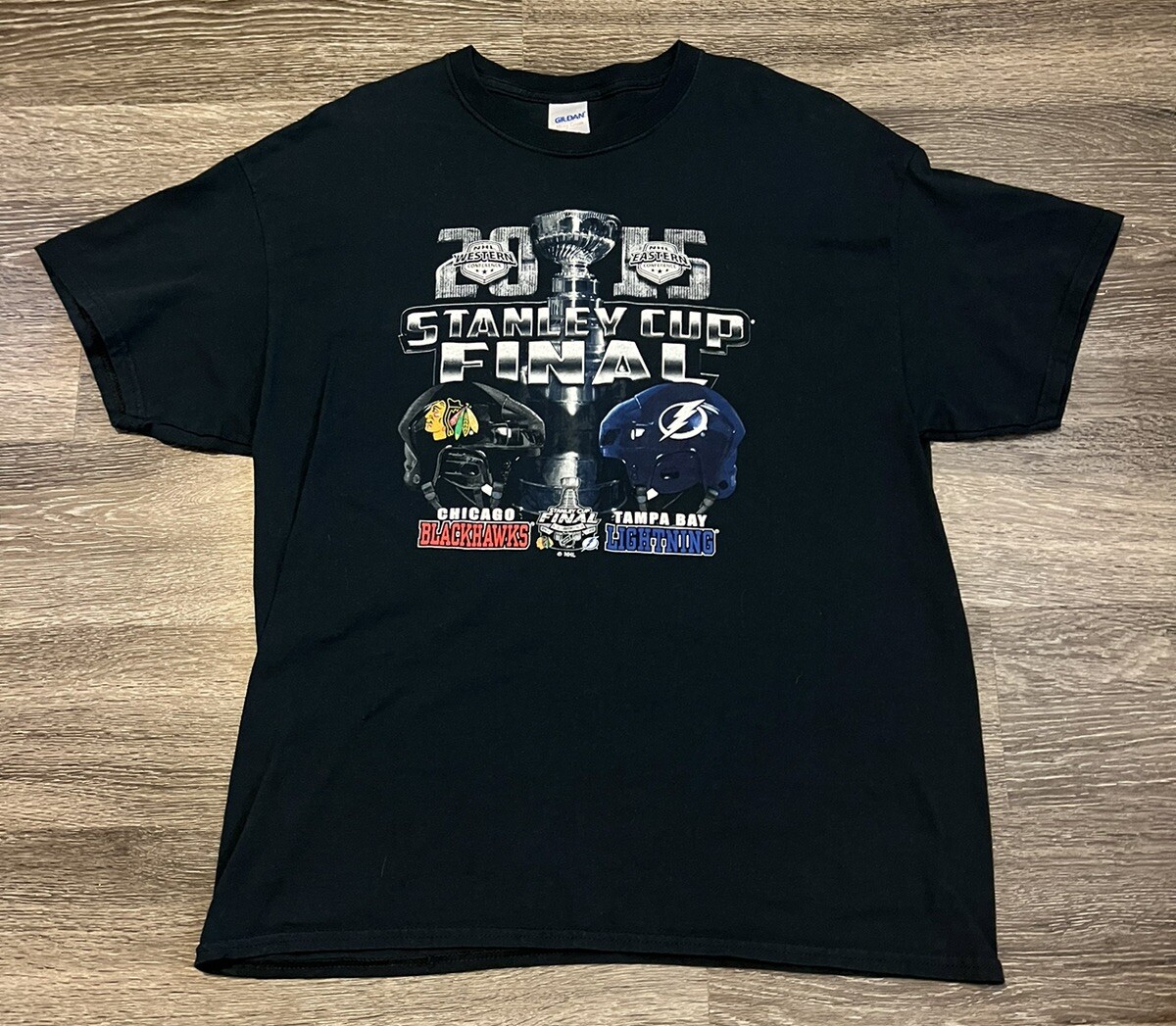 Stanley Cup Final 2015 Blackhawks Lightning Men's T-Shirt XL Hockey-image