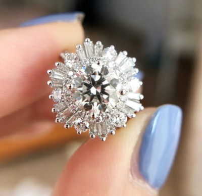 925 Silver Plated 2 CT Simulated Diamond Gorgeous Flower Ring Gift for Him