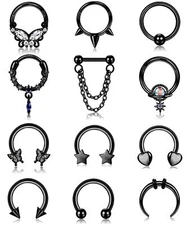 FIBO STEEL 16G Septum Ring for Women Dangle Septum Jewelry Hinged Nose Rings ...