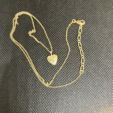 Beautiful    Tiny Dainty Gold Tone Heart Charm Dangle Necklace Adj. to 18  Max