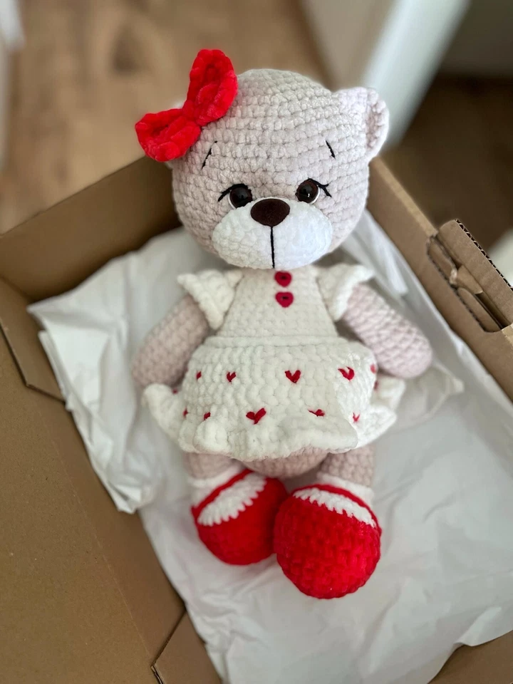 Crochet Bear, Plush Toy Amigurumi Bear Gift, Teddy bear for girl, Teddy Bear - Image 4 of 4