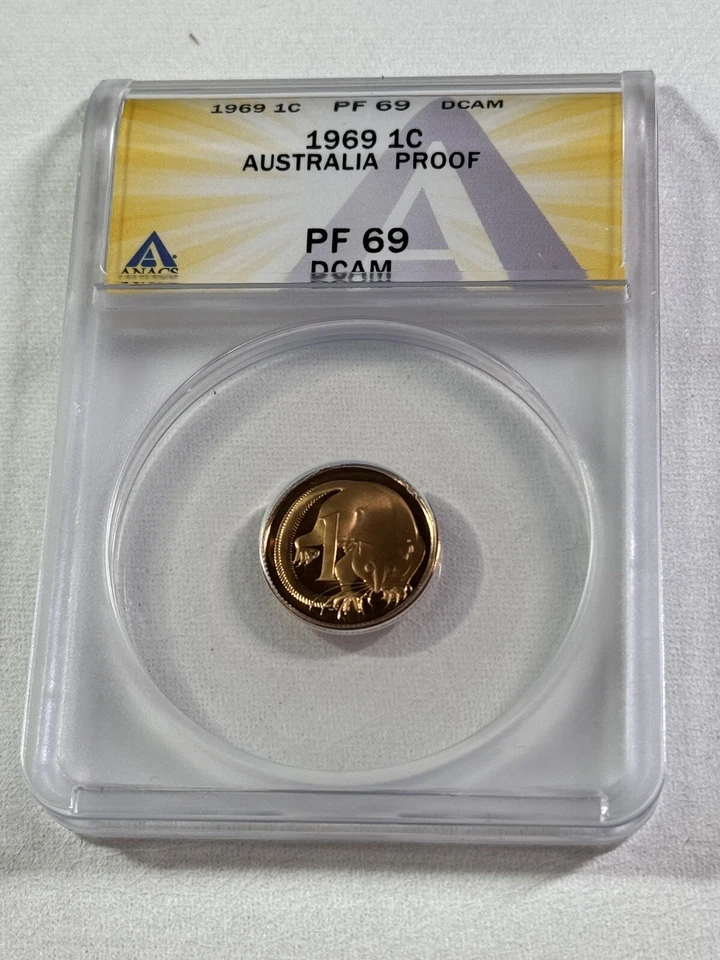 Australia 1969 1 centavo graduado PR 69 DCAM por ANACS baja colección Foto 2 de 4