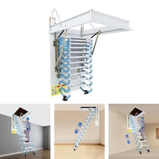 123.57 Lbs11 Steps Pull Down Attic Ladder Wall-mounted Folding Stairs With Pull