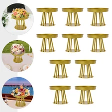10Pcs Circular Flower Stands 5.91inch Tall Gold Flower Stand for Wedding Decor