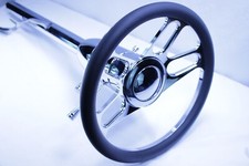 32 Street Hot Rod Chrome Tilt Steering Column Floor Shift With New Age Wheel