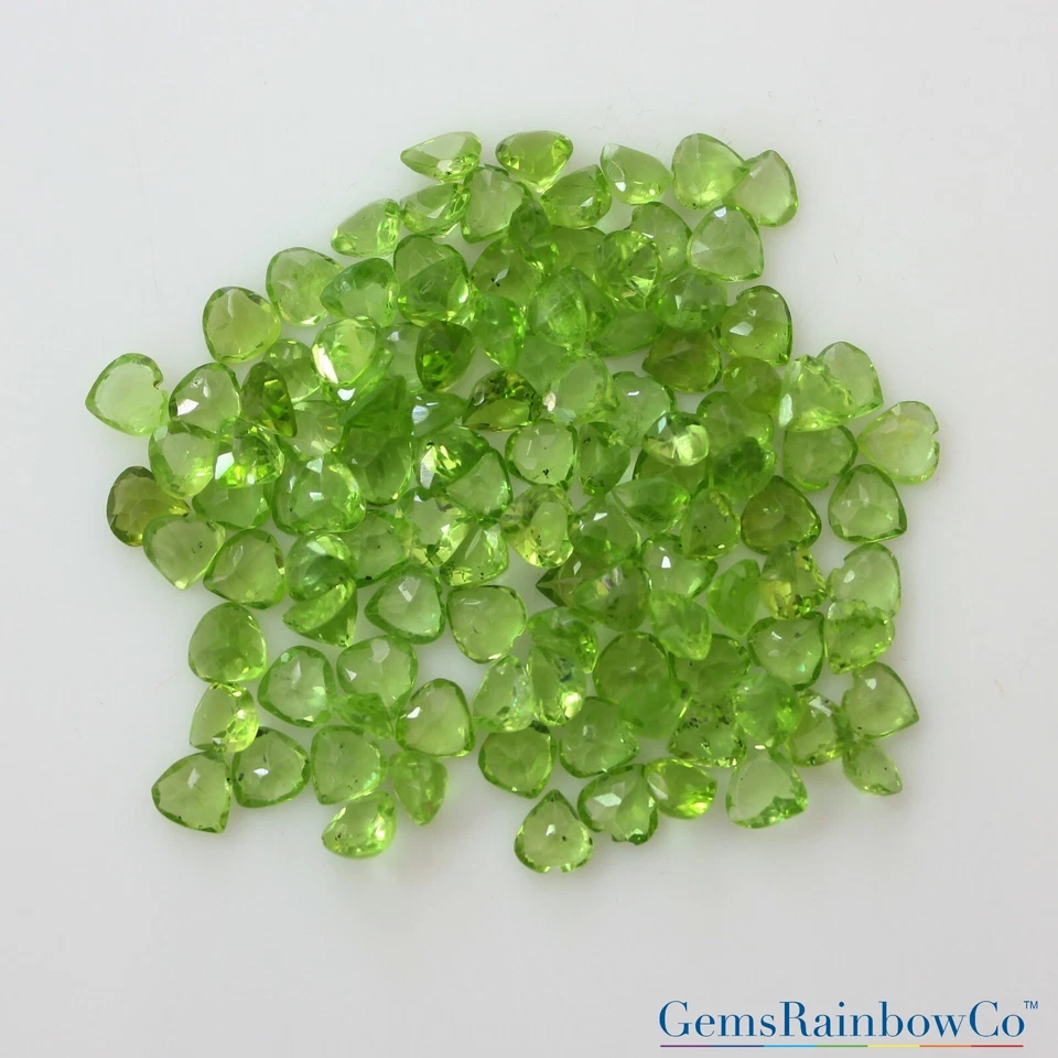 Natural Peridot Heart Faceted 5mm Loose gemstone Lots 200 Pieces Good Quality - Image 3 of 4