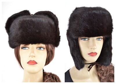 Z451 KANIN PELZMÜTZE REX KANINCHEN PELZMÜTZE UNISEX - RABBIT FUR AVIATOR HAT