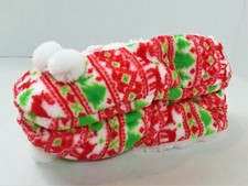 NEW Merry Brite Ladies Soft Sherpa Slippers Size L/XL 9-10 Christmas Red Green