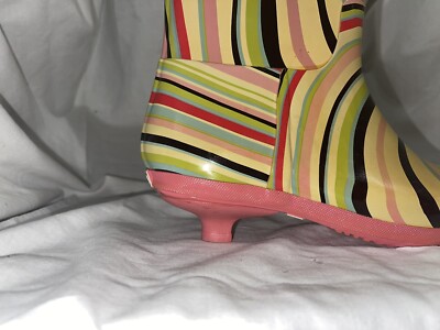 NWOB Paul Smith Stripe Kitten Heel rubber rain galoshes