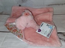 New Parents Choice Baby Lovey Pink Elephant Security Blanket Floral Satin Back