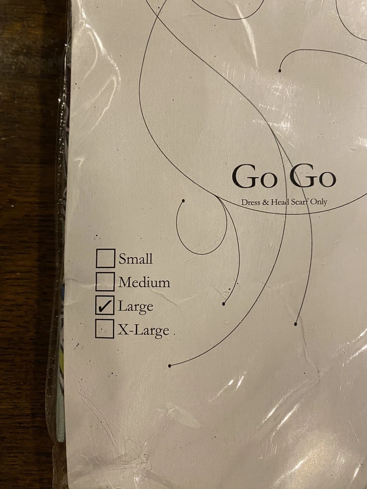 60's-70's "Go Go" Costume Large 2Pc Blue Paisley Print, Adult Dress & Headscarf - Image 2 of 4