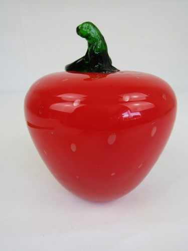 VTG Blown Glass Bullicante Red Apple Paper Weight Good Luck Figurine 6" - Picture 5 of 7