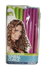 Conair SPIRAL CURLS Flexible Rollers Set of 18 Home Hair Curler Bendable 8  Long