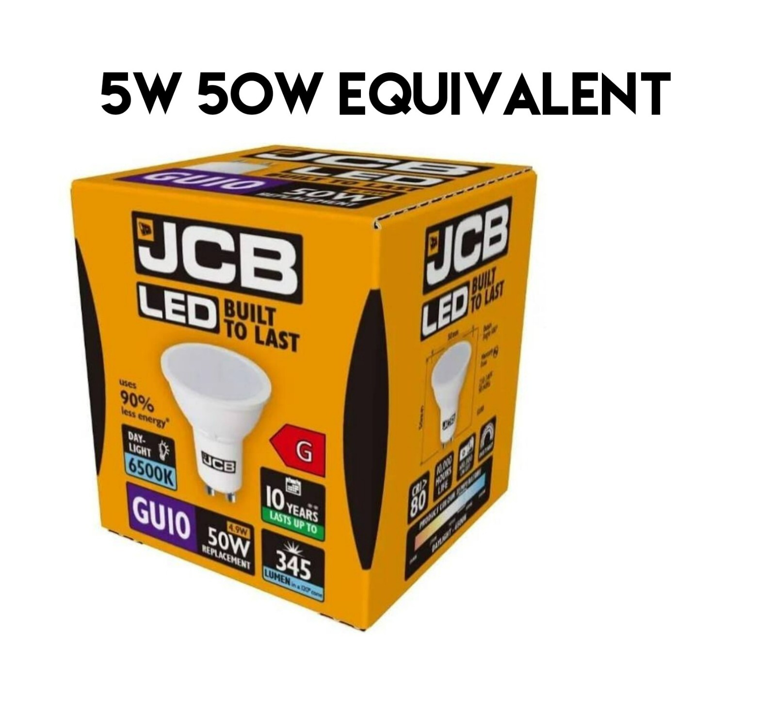 BUY 1 GET 1 FREE JCB LED GU10 Daylight Bulbs 5W 50 WATT 6500k 90