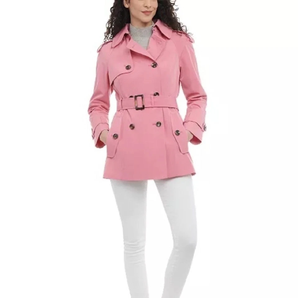 Chaqueta de trinchera LONDON FOG Petite resistente al agua con cinturón, abrigo PL🦩 Foto 2 de 4
