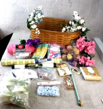 Art and Craft Supplies Lot, with BEAUTIFUL Basket Made in USA Bellefonte PA