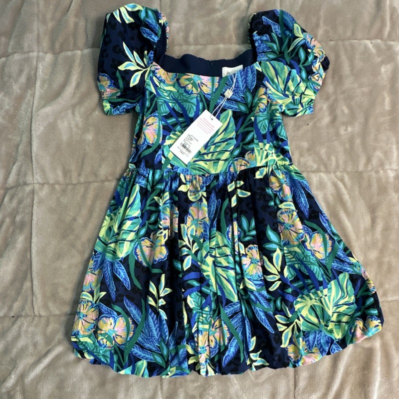 Lilly Pulitzer Girls 6 Fit & Flare Floral Puff Puff Sleeve Dress Ruffle Knee