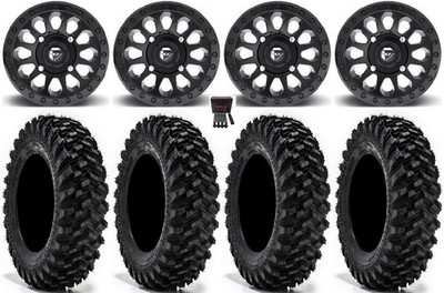 Fuel Vector 14'' Wheels Black 32'' Warrior XT Tires Can-Am Commander Maverick