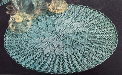 Vintage 1950s Knit & Crochet Pattern KNITTED SUNBURST 16'' DOILY 