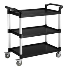 Service Cart, 3-Shelf Rolling Utility Cart With Lockable Wheels 360 Lbs Capacity