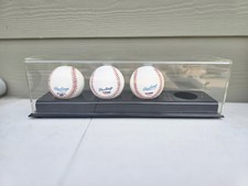 Lot of 3 Autographed Rawlings Baseballs w/ PSA DNA Authentication Display Case