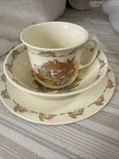 Vtg Royal Doulton Bunnykins English 3 Piece Child Dish Set Plate Bowl and cup