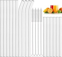 Glasstrohhalme Wiederverwendbar 20 StüCk 6 Kurze 6 Lange 4 Gebogene