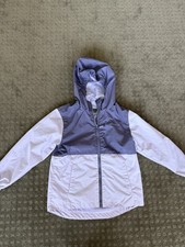 Eddie Bauer Kids Windbreaker Jacket S 7/8 Purple White Hooded Colorblock