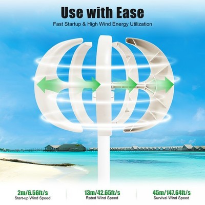 600W D.C 12V 5-Blade Lantern Wind Turbine Generator Vertical Axis Wind Power