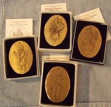 4 Wendell August Forge Kris Kringle/Santa Christmas Bronze Ornaments 1994-1997