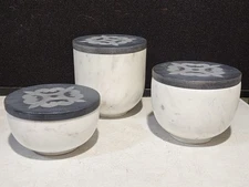 GG Collection Gracious Goods Marble and Mango Wood 3 PIECE JAR CANNISTER SET