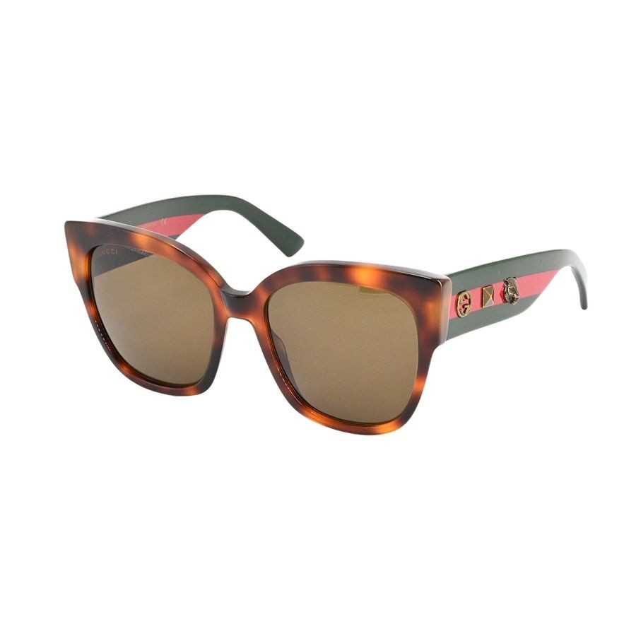 GUCCI GG0059S 002 Square Tortoise Web Stripe Tiger Head Unisex Authentic Italy
