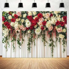 7X5ft Pink Rose Flower Backdrop Wall Photography Background Spring Tea Party ...
