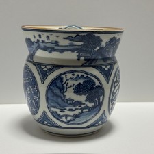 Japanese Tea ceremony Mizusashi Fresh Water Container Pot Blue and white Chanoyu