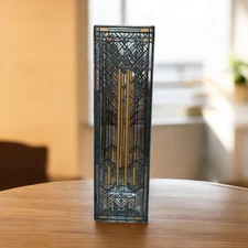 Frank Lloyd Wright "Tree of life" stained glass square tall vase READ