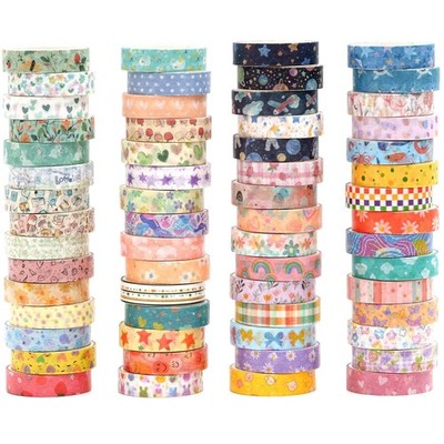 60 Rolls Value Washi Tape Pack Retro Arts Masking Tape Basic Patterns Decorative