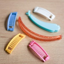 Vintage Banana Comb Hair Clip Lot 6 Colorful 80s 90s Y2K Ponytail Barrettes