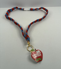 Red/Blue Striped Scrunchy Lanyard ID Badge Holder, Fabric w/ Metal Clip