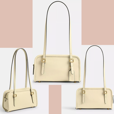 Coach Swing Zip Bag 20 Crinkle Patent Leather Moonlight Can31 for