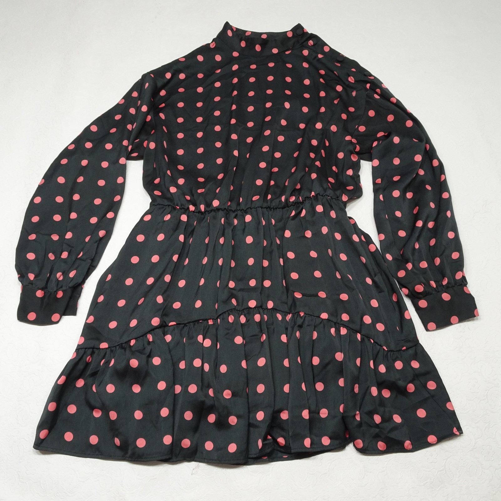 Zara Basic Size L Polka Dot Button Side Long Slee… - image 1