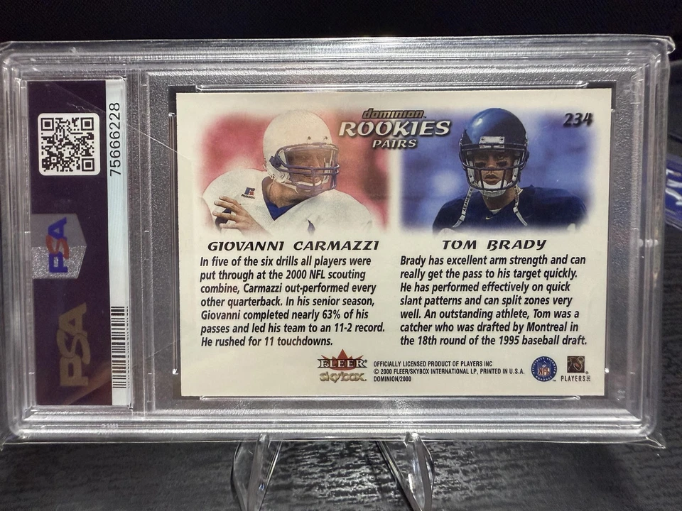 2000 SkyBox Dominion #234 Giovanni Carmazzi / Tom Brady PSA 10 - Imagem 2 de 2