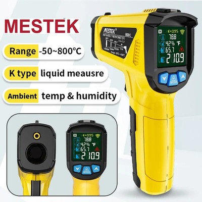 MESTEK Digital Infrared Thermometer -50~800°C Laser Temp Humidity Gun
