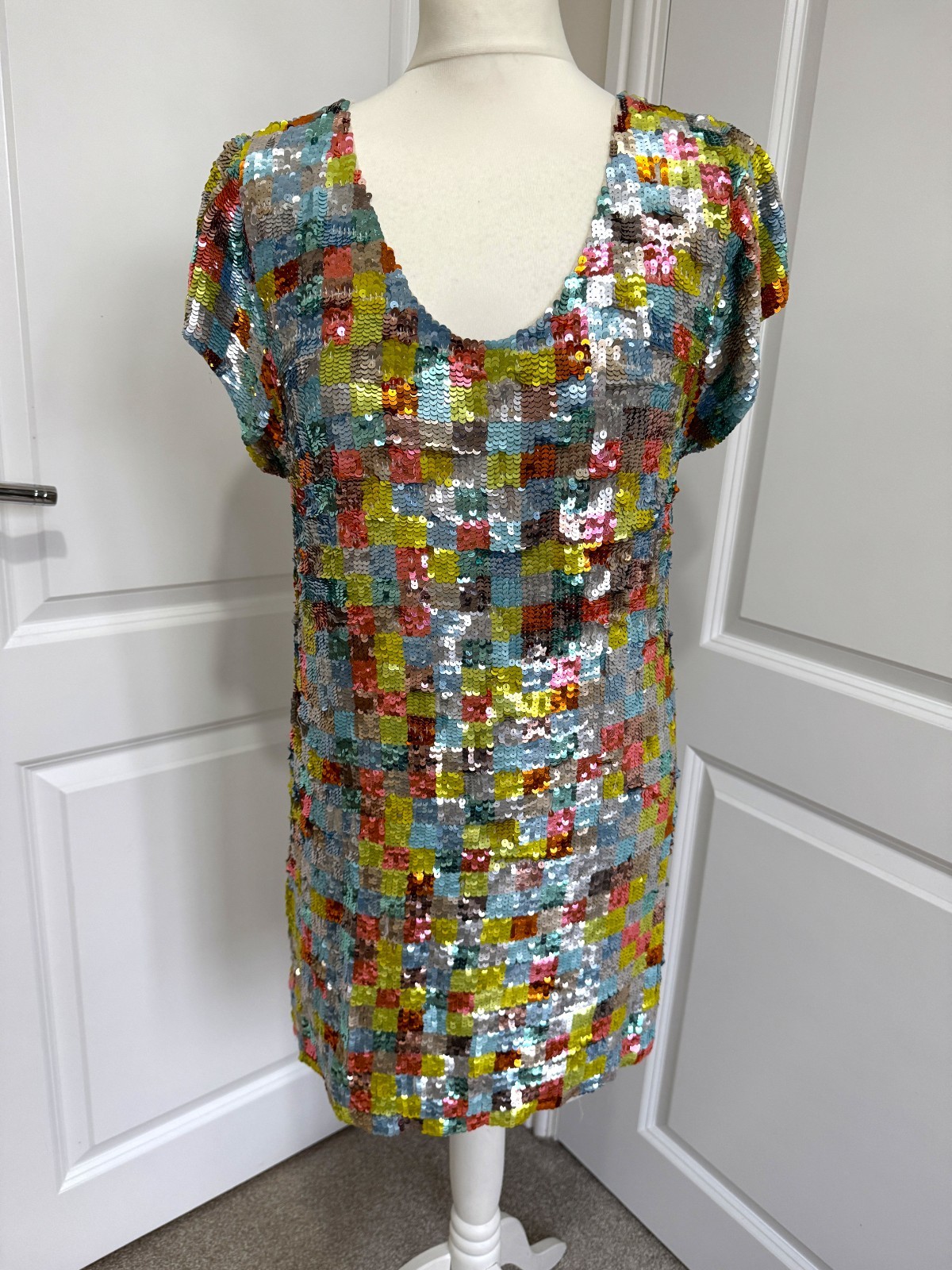 French Connection Multicolour Rainbow Sequin Patc… - image 1