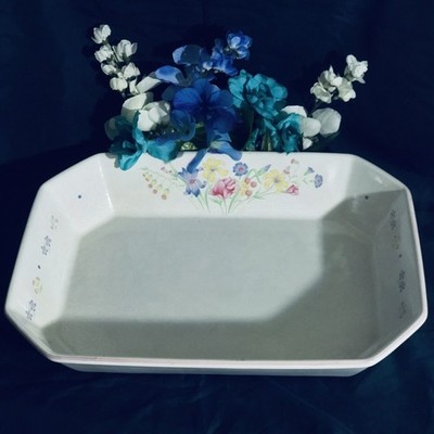 Sarma Studios Baking Casserole 13.5x10 Dish Micro/Oven Victorian Flowers VTG
