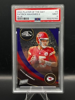 2024 Panini Player of the Day Patrick Mahomes Blue PSA 9 #15/50 Jersey Number 